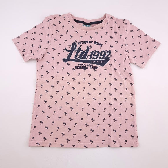 8-9Y Boys Pink With Palm Trees and Writing Shirt - LTD