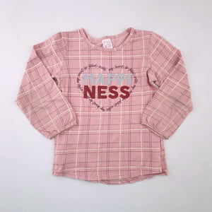 5-6Y Girls Pink With Stripes Happiness Long Sleeve Shirt - KDS