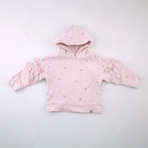 6-12M Girls Pink With Love Hearts and Hoodie Top - Woolworths