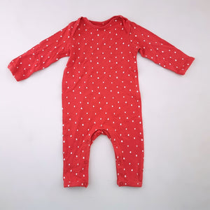 3-6M Girls Red With White Dots Long sleeve Onesie - Woolworths