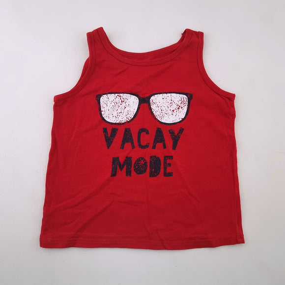 5-6Y Boys Red Vacay Mode Tank Top - Woolworths