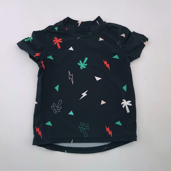 1-2Y Boys Grey With Palm Tress Swim Shirt - Cotton On