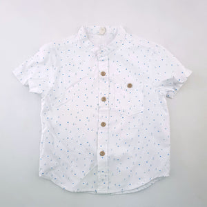 3-4Y Boys White With Blue Arrows Button Shirt - Instinct