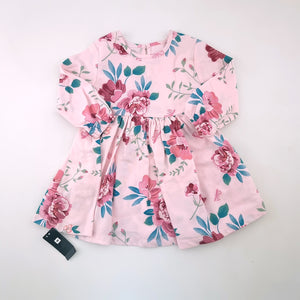 <b><span style="background-color: #ee1f44"><font color="white">&nbsp;*NEW*&nbsp;</font></span></b>6-12M Girls Pink With Roses Dress - Woolworths