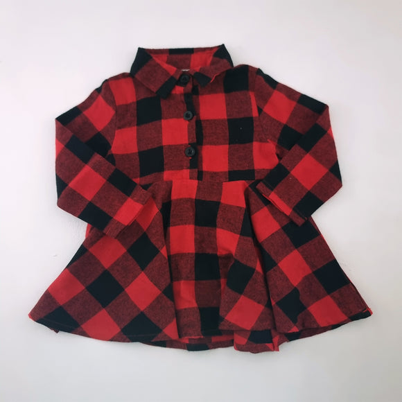18-24M Girls Red and Black Block Dress - Shein