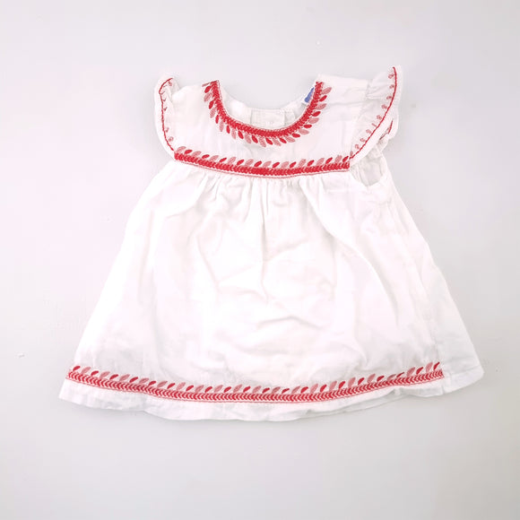 3-6M Girls White With Red Detail Shirt - Ackermans