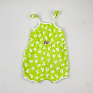 0-3M Girls Green With White Hearts Romper - Woolworths
