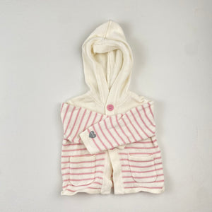 3-6M Girls White With Pink Stripes Knitted Cardigan - Earth Child