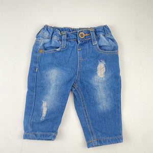 3-6M Girls Denim Pants With Rips - Ackermans