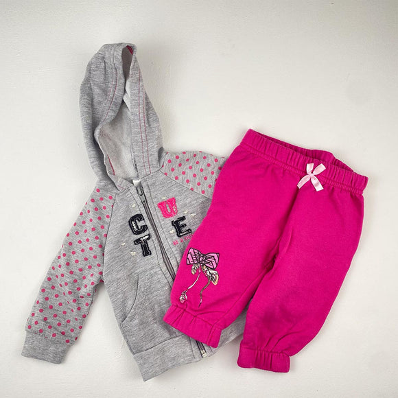 3-6M Girls Grey and Pink Track Set - Edgars