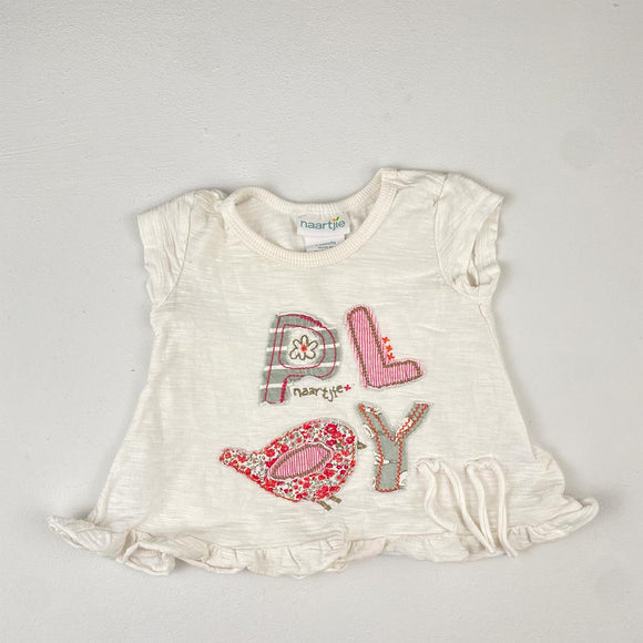 3-6M Girls White Play T-shirt - Naartjie