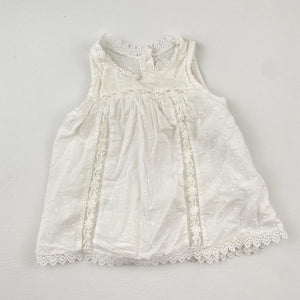9-12M White Frilly Sleeveless Top - Edgars 123