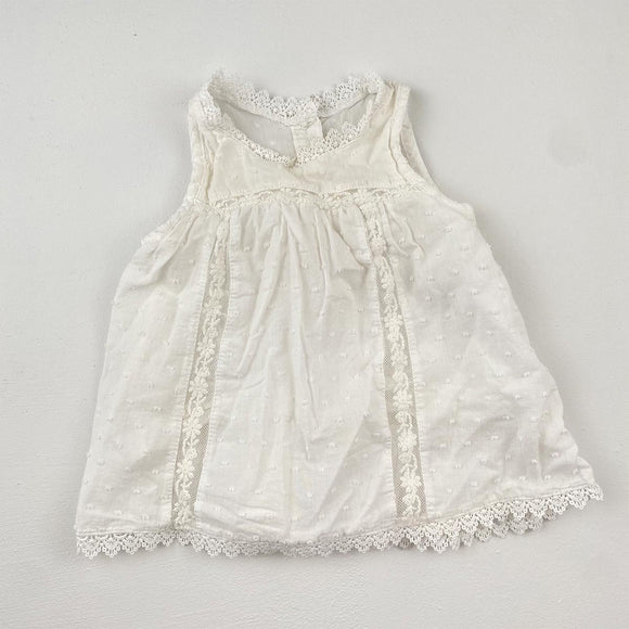 9-12M White Frilly Sleeveless Top - Edgars 123