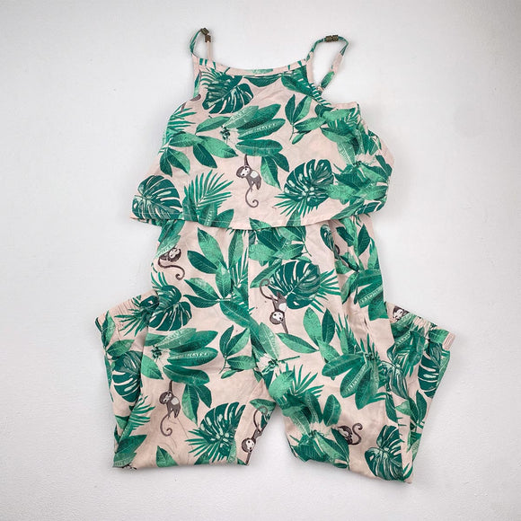 3-4Y Girls Pink With Monkeys Jumpsuit - H&M