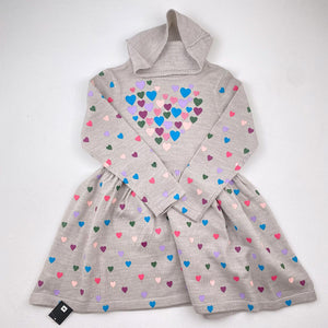 <b><span style="background-color: #ee1f44"><font color="white">&nbsp;*NEW*&nbsp;</font></span></b> 3-4Y Girls Grey Knitted Dress with Hearts - Woolworths