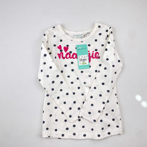 3-4Y White With Black Dots Long Sleeve Shirt - Naartjie