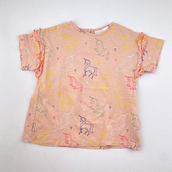 3-4Y Girls Pink With Unicorns Shirt - Zara
