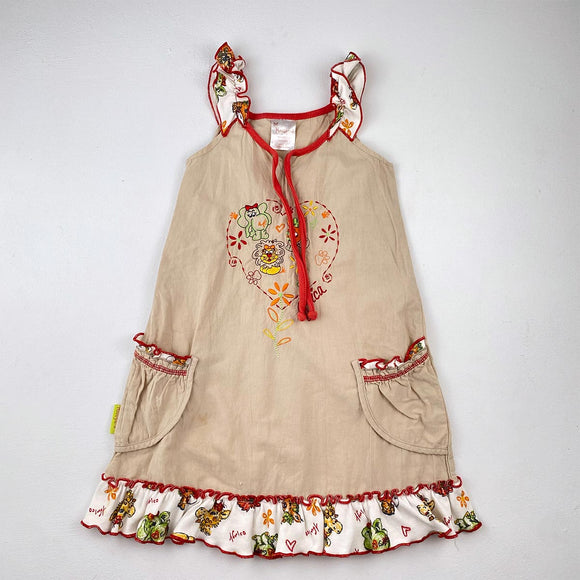 3-4Y Girls Beige With Animals Dress - Hoolies