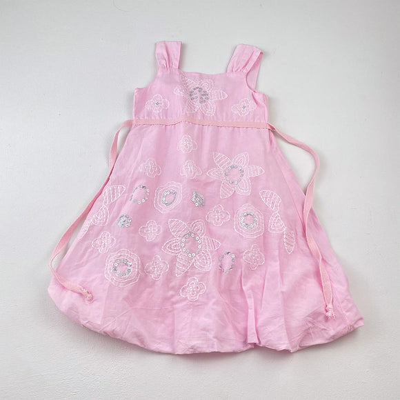 1-2y Girls Pink With Flowers Dress - Woolworths
