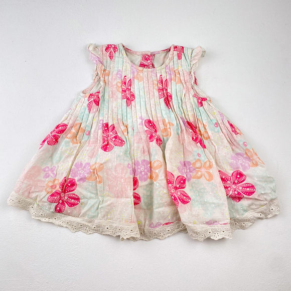 9-12M Girls Frilly Flower Layered Dress - George