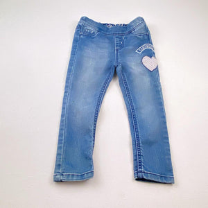 2-3Y Girls Blue Denim With Heart Jean - Earth Child