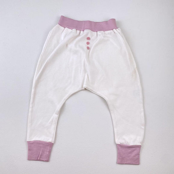 18-24M Girls White With Purple Waist Pants - Luke And Lola