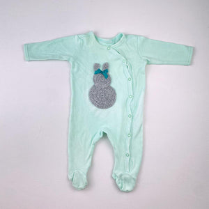6-12M Girls Green With Bunny Onesie - No brand